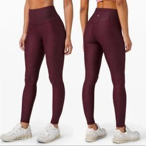 Lululemon Mapped Out High Rise Tight 28" Camo Cassis Smoky Red leggings